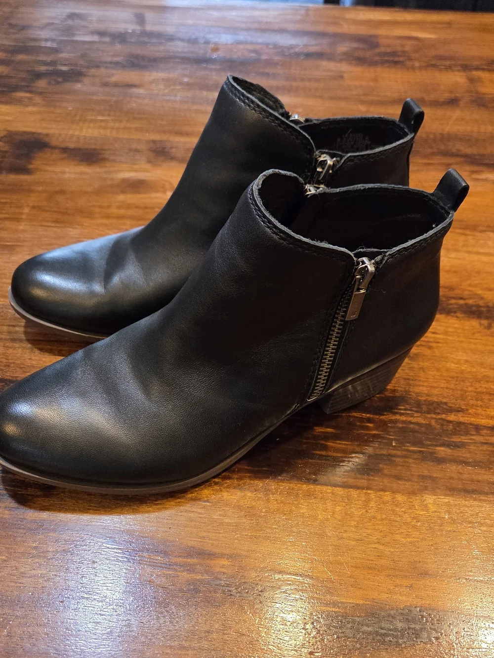 Lucky Brand Womens Ankle Boots 8.5 M Basel Booties Black Leather Boho Side Zip